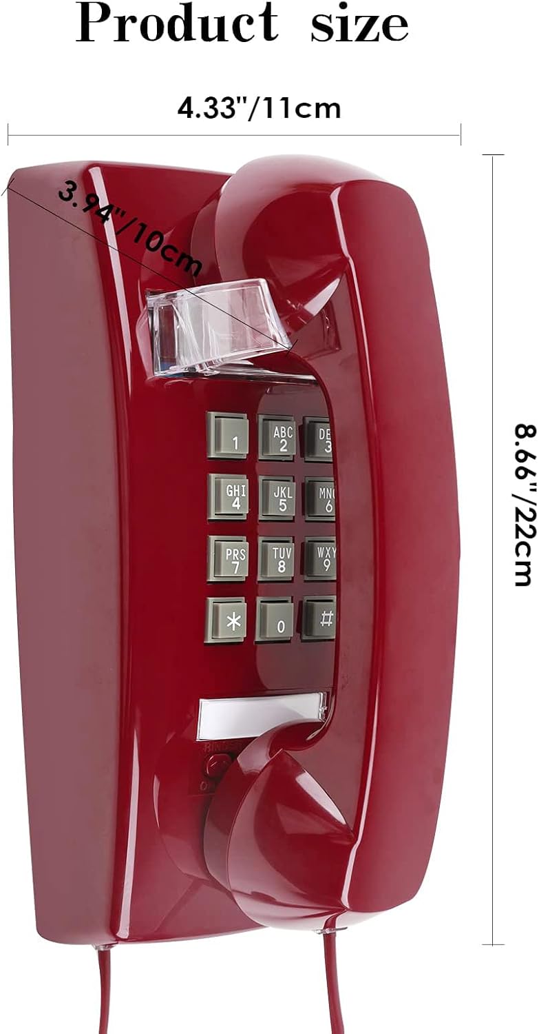 Wall Phone with Classic Design,Corded Wall Phone,Crisp Mechanical Ringer,Easy to Install, Retro Phone, Perfect for Kitchen,Living Room & Bedroom (Beige)