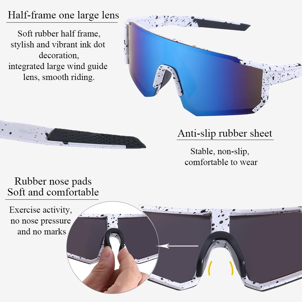FBHLZ Sports Polarized Sunglasses for Men and Women UV400 Protection Sports Cycling Sunglasses Running Outdoor Sports
