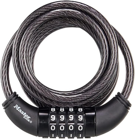 Master Lock Bike Lock Cable with Combination Black, 8143D