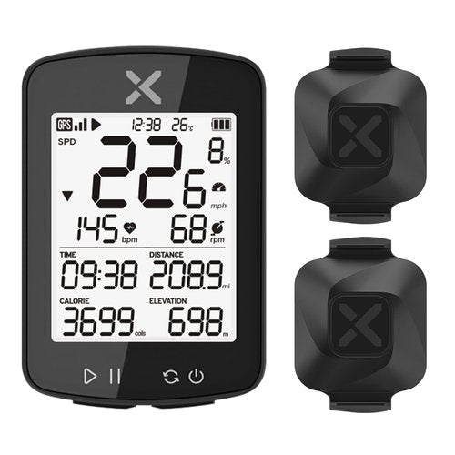 XOSS G+ Gen2 GPS Bike Computer ANT+/ Bluetooth IPX7 Cycling Computer Rechargeable Speedometer Odometer with 2.2 inch LCD Screen, 28 hrs Long Battery Life with Vortex Speed Cadence Sensor-2 Pack