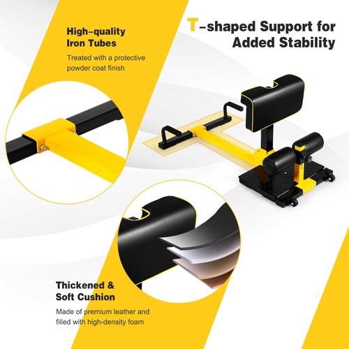 SPORFIT Sissy Squat Machine, 8 in 1 Adjustable Deep Squat Bench for Sit-Up, Push-Up, Elastic Band Lock for Full Body Exercise, Multi-Function Hip Thruster, Compact Glute Workout Equipment for Home Gym