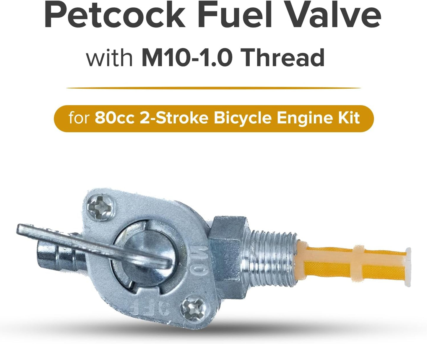 AlveyTech Petcock Fuel Valve with M10-1.0 Thread for 80cc 2-Stroke Bicycle Engine Kit