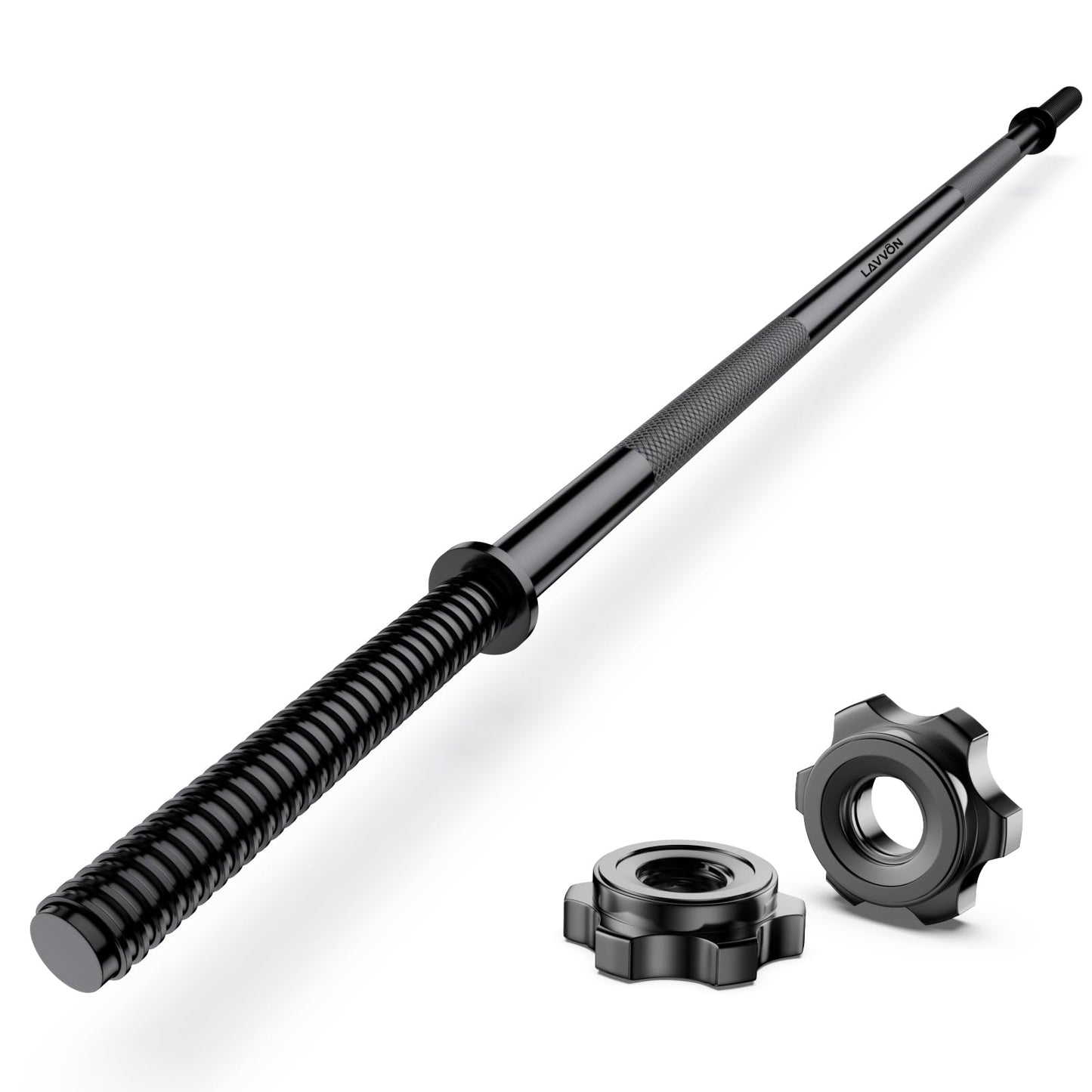 55" Weight Lifting Bar, 1" Standard Straight Barbell Bars for Weight lifting, Olympic Barbell Bar for Bench Press/Hip Thrusts/Squats/Lunges for Gym and Home, 2 Star Star-nuts (480lb Weight Capacity)