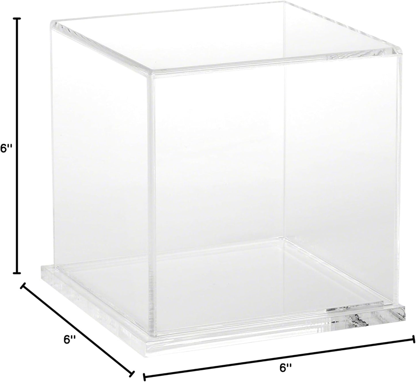Plymor Clear Acrylic Display Case with Hardwood Base, 6" x 6" x 6"