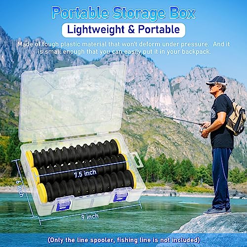 Fishing Line Storage Organizer with 12 Slots - Black, 3-Piece Leader Holder Set