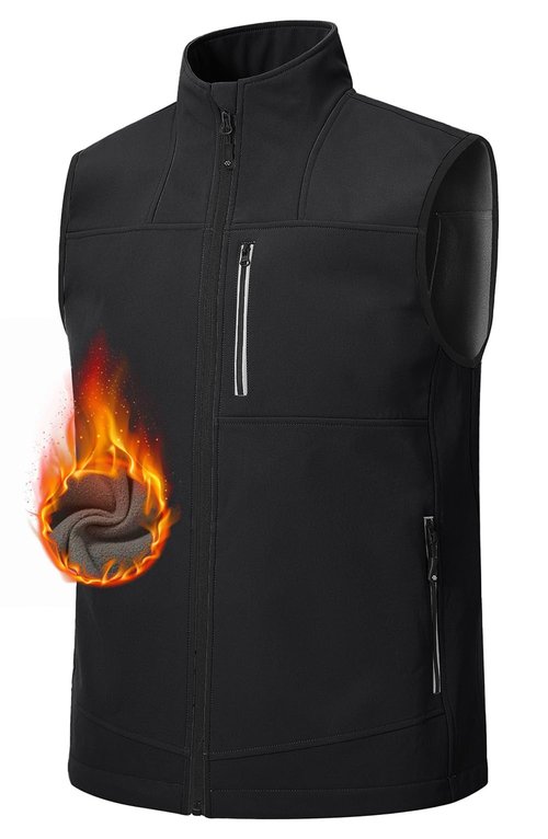 MoFiz Men's Lightweight Softshell Outwear Vest, Windproof Sleeveless Jacket for Running, Hiking, Cycling, Walking Black XXX-Large