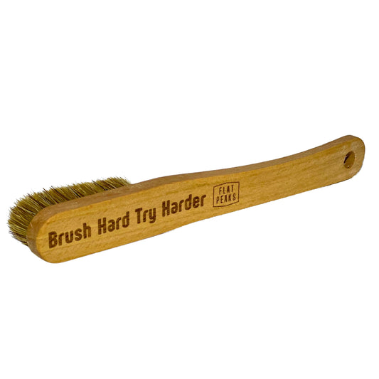 Flat Peaks - Brush Hard Try Hard - Large Wood Rock Climbing & Bouldering Brush with Firm Boar's Hair Bristles and Durable Handle, Climbing Chalk Brush for Climbing Wall Indoor or Outdoor