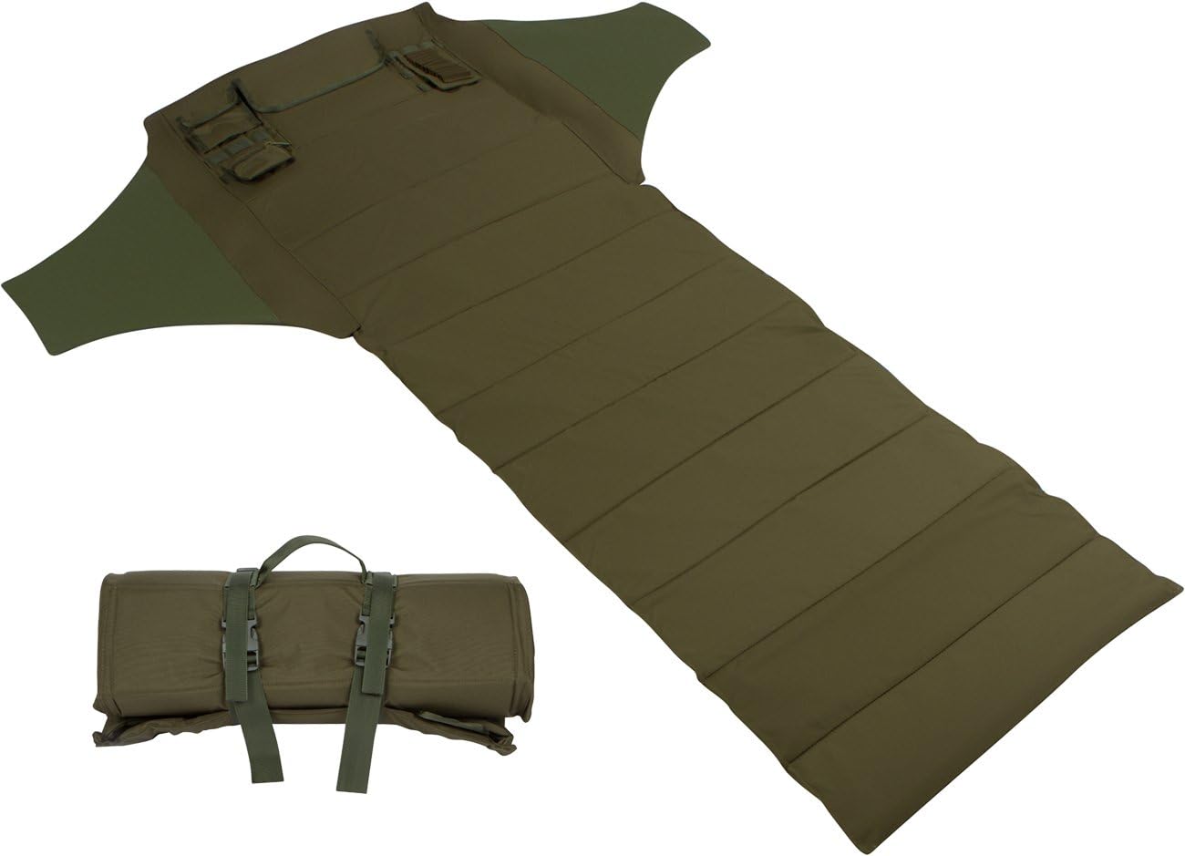 5'3" Tactical Shooting Mat - Padded Roll Up Design with Elbow Wings,Green