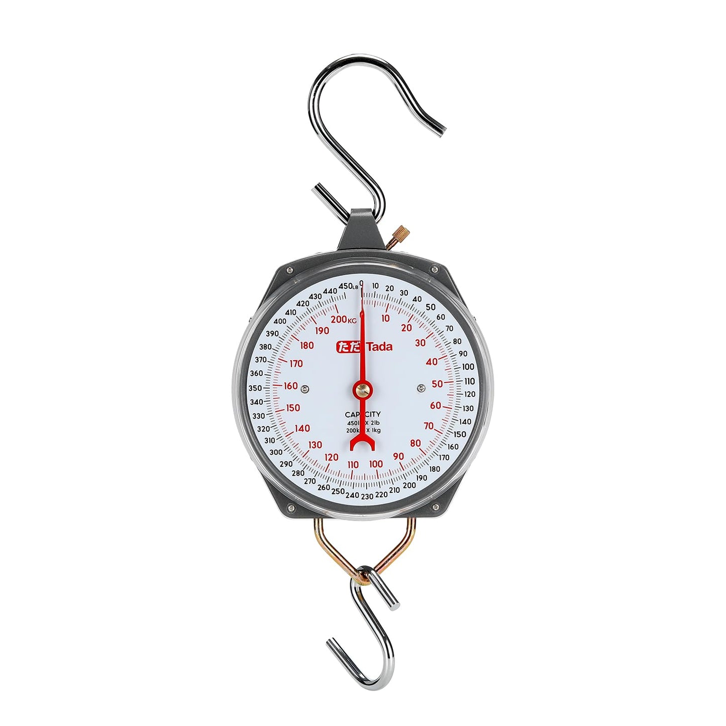Tada Game Scale 450lb Mechanical Hanging Scale with 8 Inch Dial, Heavy-Duty Design for Kitchen, Fishing, Outdoor Use, and Farms