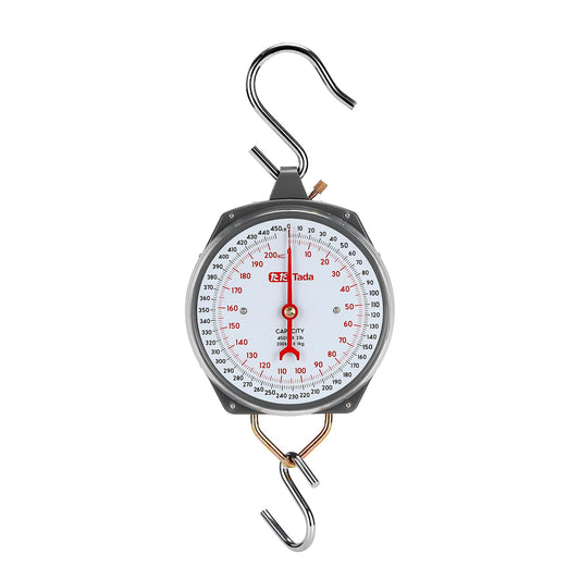 Tada Game Scale 450lb Mechanical Hanging Scale with 8 Inch Dial, Heavy-Duty Design for Kitchen, Fishing, Outdoor Use, and Farms