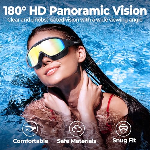 Adult Swim Goggles 2 Pack, Anti-Fog 180¡Æ Wide View UV Protection Pool Swimming Goggles for Adult Youth Men Women
