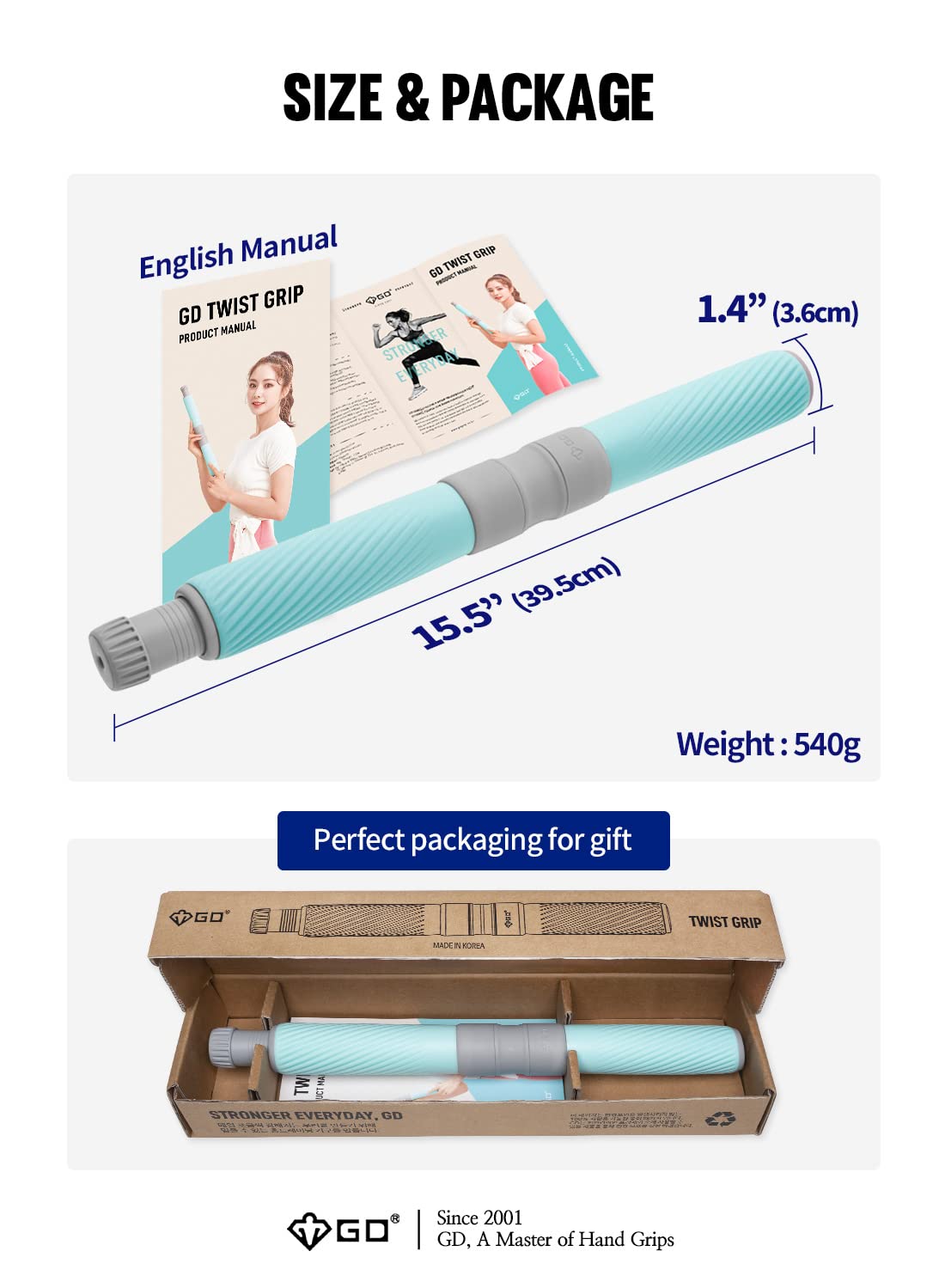 GD Twist Grip Adjustable Resistance Bar for Wrist Strength, Relieves Tendonitis Pain & Improve Grip Strength, Forearm Strength Trainer, Hand Exerciser Bars, Wrist and Elbow Strengthener