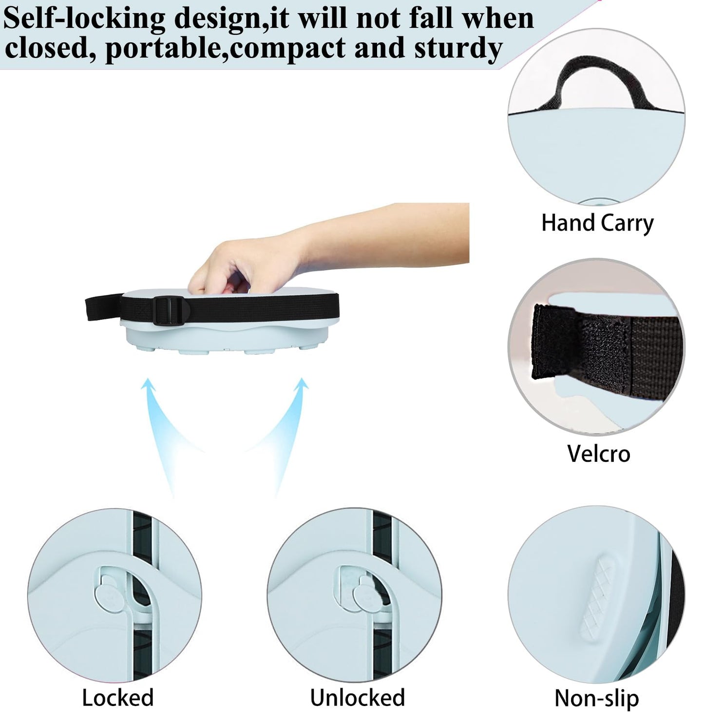 Fishboy Upgraded Square Collapsible Stool, 400lb Max Weight, Lightweight But Sturdy, Portable Retractable Folding Telescoping Foldable Camping Stool for Adults Outdoor Fishing Hiking Travel BBQ