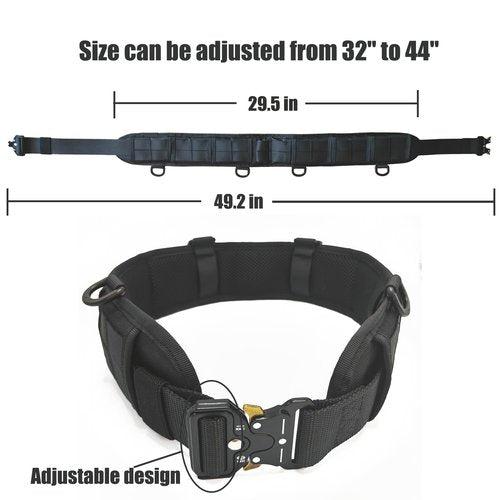 YouchingWld Battle Belt Molle Belt Airsoft Belt Tool Belt and fits sizes 32 to 44 inches(Black)
