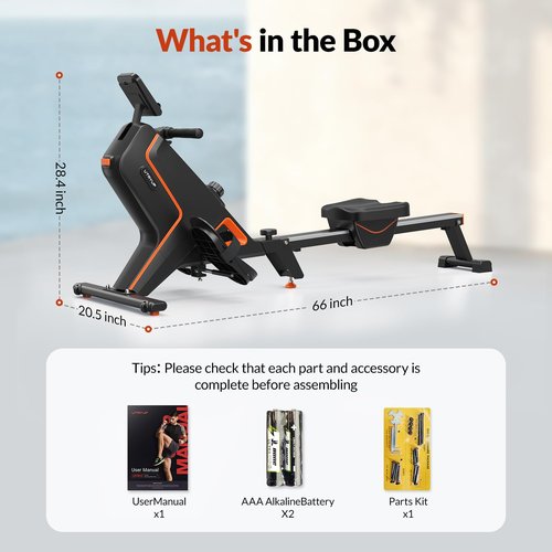 UTRYUP Magnetic Rowing Machine Foldable, New Upgrade Rowing Machines for Home Foldable, Quiet Flywheel System with Bluetooth, Extended Slide Rail - 350 LB Weight Capacity, Comfortable Seat Cushion