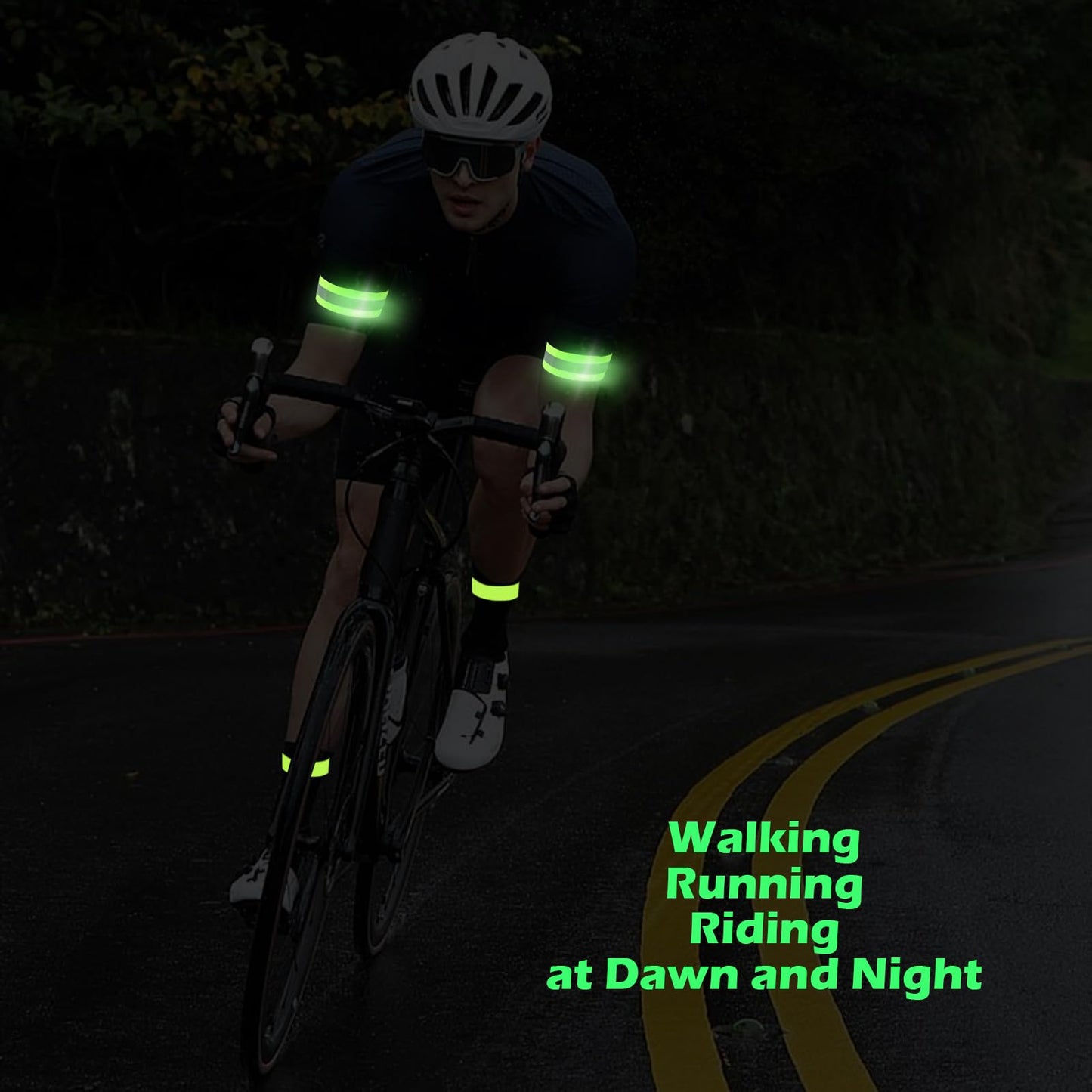 Jaxbo 5 Pcs Reflective Running Gear, High Visibility Reflective Sash for Walking at Night，Reflective Vest with Reflective Armbands,Perfect for Men, Women and Kids Walking Running Cycling