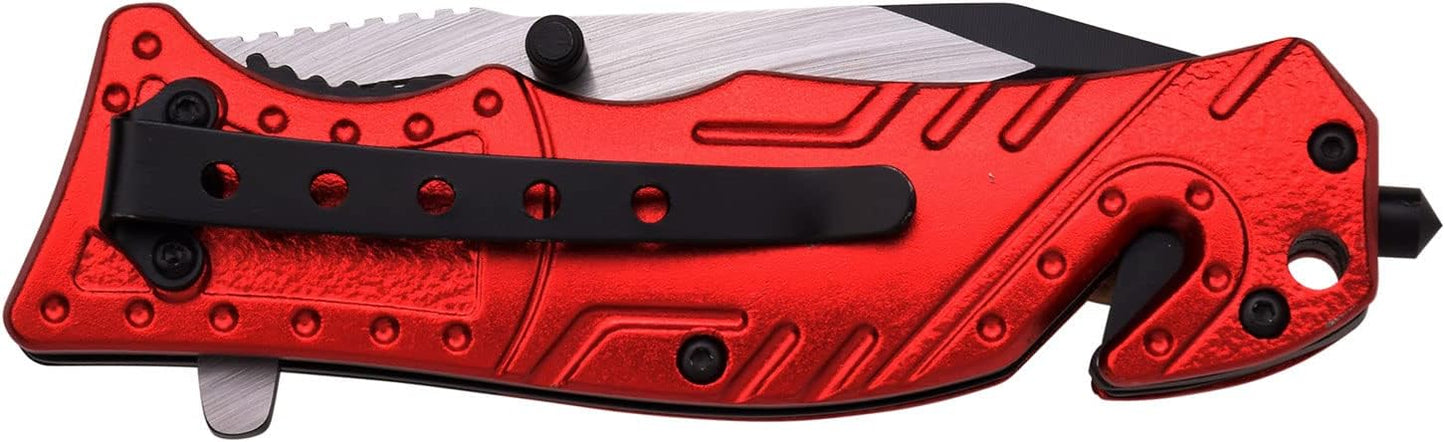 MTECH USA TAC Force TF-835 Series Spring Assist Folding Knife, Two-Tone Half-Serrated Blade, 4.5-Inch Closed