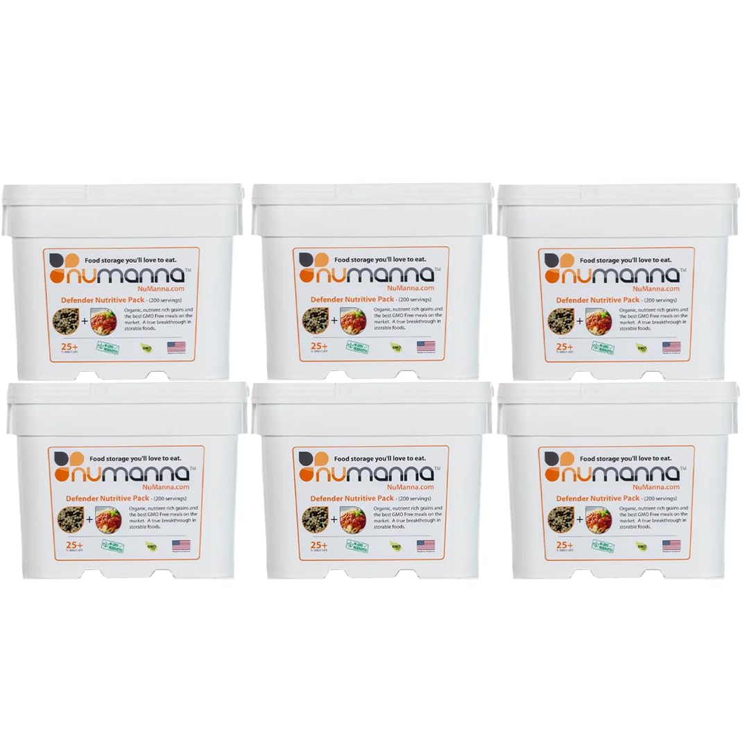 Numanna Defender Nutritive Pack Bucket 204 Servings | 1-Month Emergency Food Supply | GMO-Free, Non-Perishable Meals with Organic Grains & Superfoods | Easy to Prepare | Camping & Daily Use Pack of 1