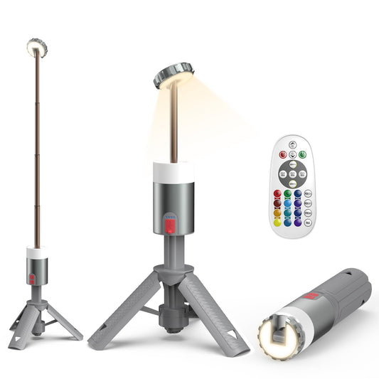 AlpsWolf Camping Light , Telescopic Camping Lantern Rechargeable with 15 Color Temperatures Waterproof Portable Lanterns for Power Outages,Camping,Hiking,Emergency Gray