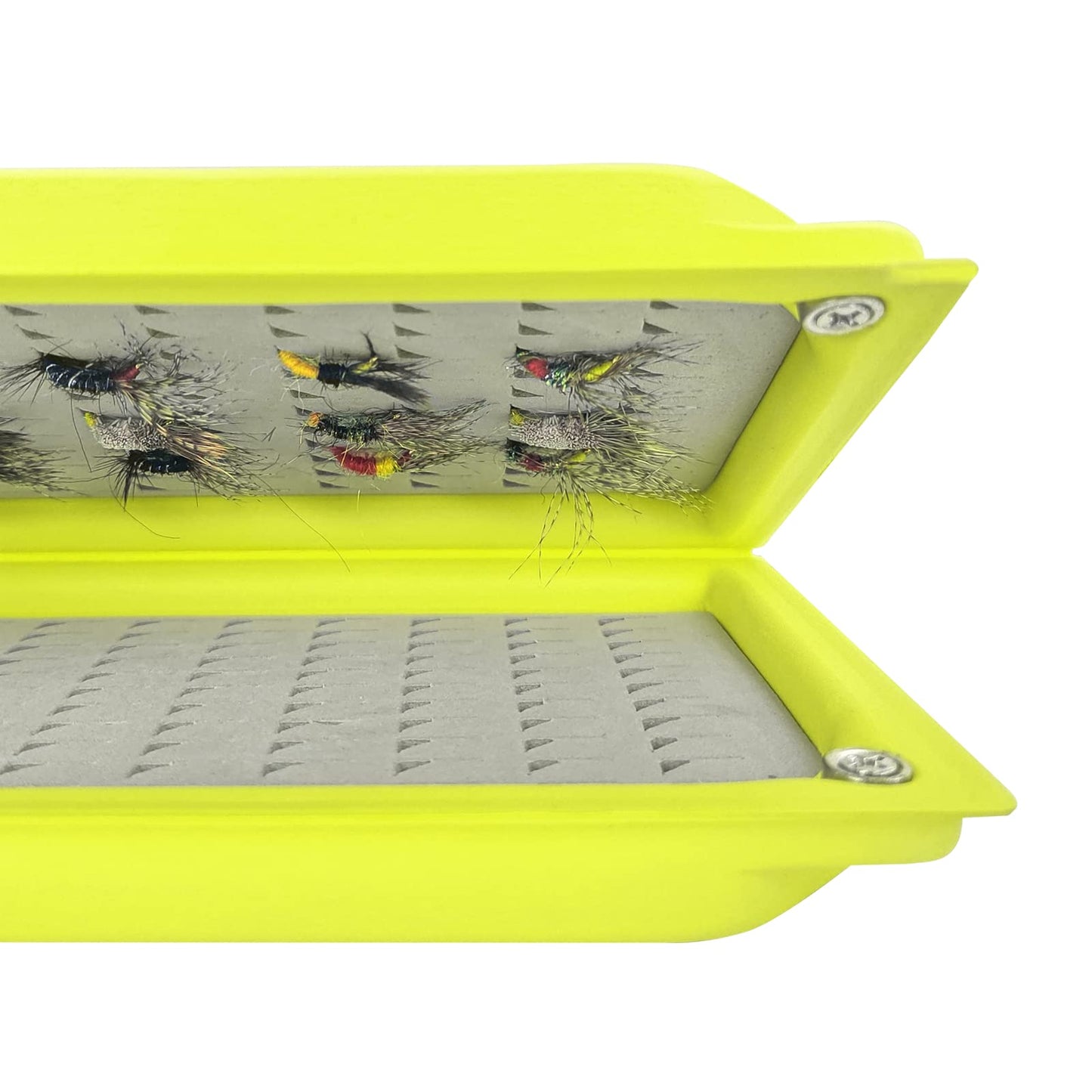 2 PC Fly Box Float Tackle Box Slit EVA Foam Fly Fishing Tackle Boxes Fishing Storage 6X3.48X1.2inch (Green+Grey-2pc Grip foam)