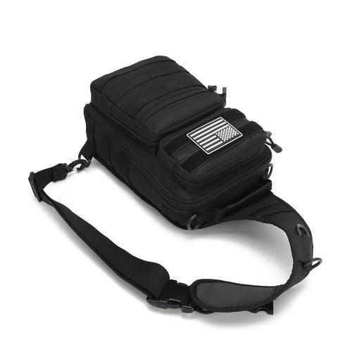 Tactical Sling Bag for men,Shoulder Backpack Molle Assault Range Bags Chest Pack Day Pack Diaper Bag (Black)
