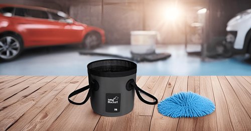 BANCHELLE Collapsible Bucket Water Container Portable Folding Camp Wash Basin for Outdoor Traveling Hiking Fishing Car Washing Gardening Camping 2 PCS (Black, 20L)