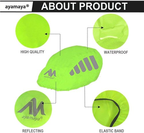 ayamaya Bike Helmet Cover with Reflective Strip, High Visibility Waterproof Cycling Bicycle Helmet Rain Cover Windproof Dustproof Breathable Road Bicycle Helmet Water Cover Ride Gear