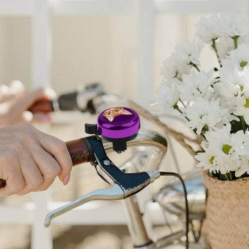 WIRESTER Purple Aluminum Round Bike Bell, Classic Ring Bicycle Bell, Bike Accessories Bell Ring for Adults Kids Girls Boys - Orange Tabby Kitten Cat