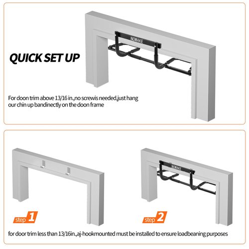 NOWAKE Pull up bar For Doorway,300lbs Heavy Duty Adjustable Width Portable Functional Ergonomic Design Door Frame Chin Up Bar With USA Patent For Home Fitness Workouts
