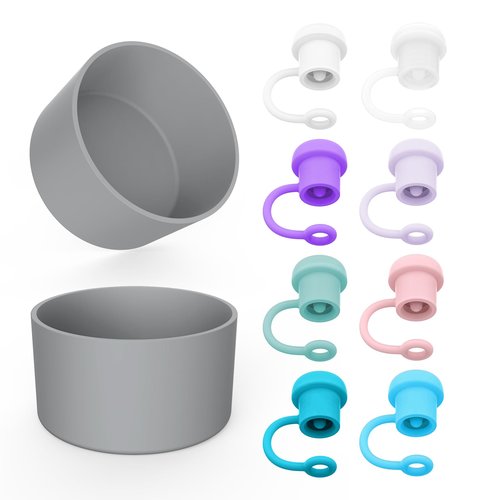 Silicone Boot and Adjustable Straw Cover for Stanley 40 oz Quencher & IceFlow 20oz 30oz, 2 PCS Protective Tumbler Cup Boot Sleeve Water Bottle Accessories