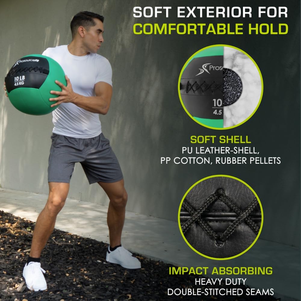 ProsourceFit Soft Medicine Balls, Wall Balls and Full Body Dynamic Exercises, Color-Coded Weights