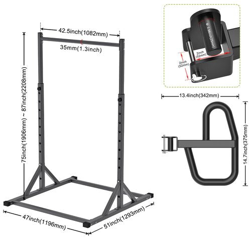 SELEWARE Adjustable Pull Up Station, Multifunction Dip Station and Multi-Grip Handles, Fully Welded, 500 lbs Capacity, Home Gym Equipment