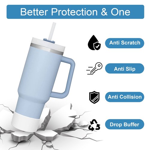 Silicone Boot and Adjustable Straw Cover for Stanley 40 oz Quencher & IceFlow 20oz 30oz, 2 PCS Protective Tumbler Cup Boot Sleeve Water Bottle Accessories