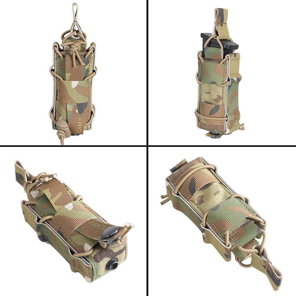 EXCELLENT ELITE SPANKER Open Top Single Pistol Mag Pouch Flashlight Holder Magazine for Glock19 M1911 Magazines (Multicam)
