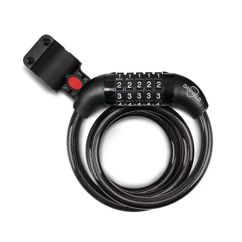 DaShield Bike Lock Cable 59 inches Long 5 Digit Resettable Combination Code for Bicycle and Scooter Cable Lock Anti Theft Cable Locks with Secure Mounting Bracket