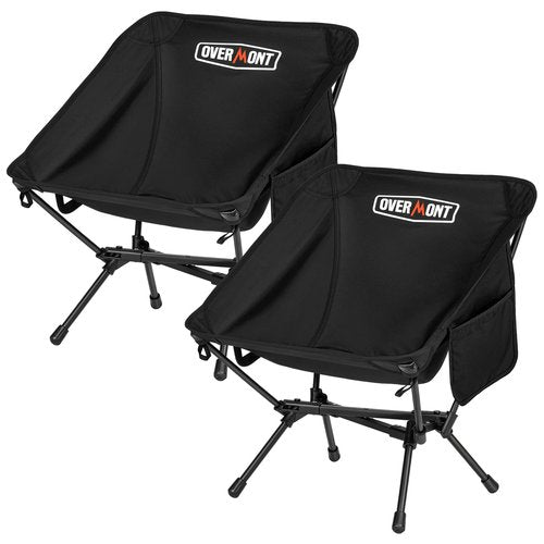 Overmont Ultralight Portable Camping Chair- Lightweight Folding Backpacking Chair, Support up to 330Lbs Compact Beach Chair for Adults with Carry Bag for Backpack Hiking Fishing Outdoor Camp 2pcs