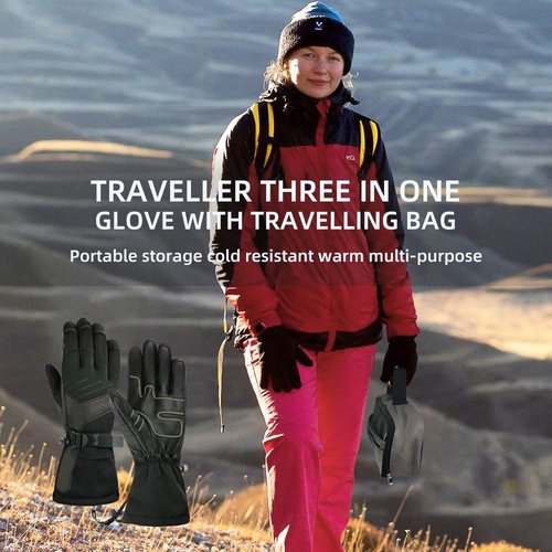MOUNT TEC 3 in 1 Gloves,Breathable,Touchscreen,Windproof,Waterproof for Climbing,Skiing,Camping,ice Fishing,Multi-Purpose Gloves Outdoor Sports(Bk/Gr,XS)