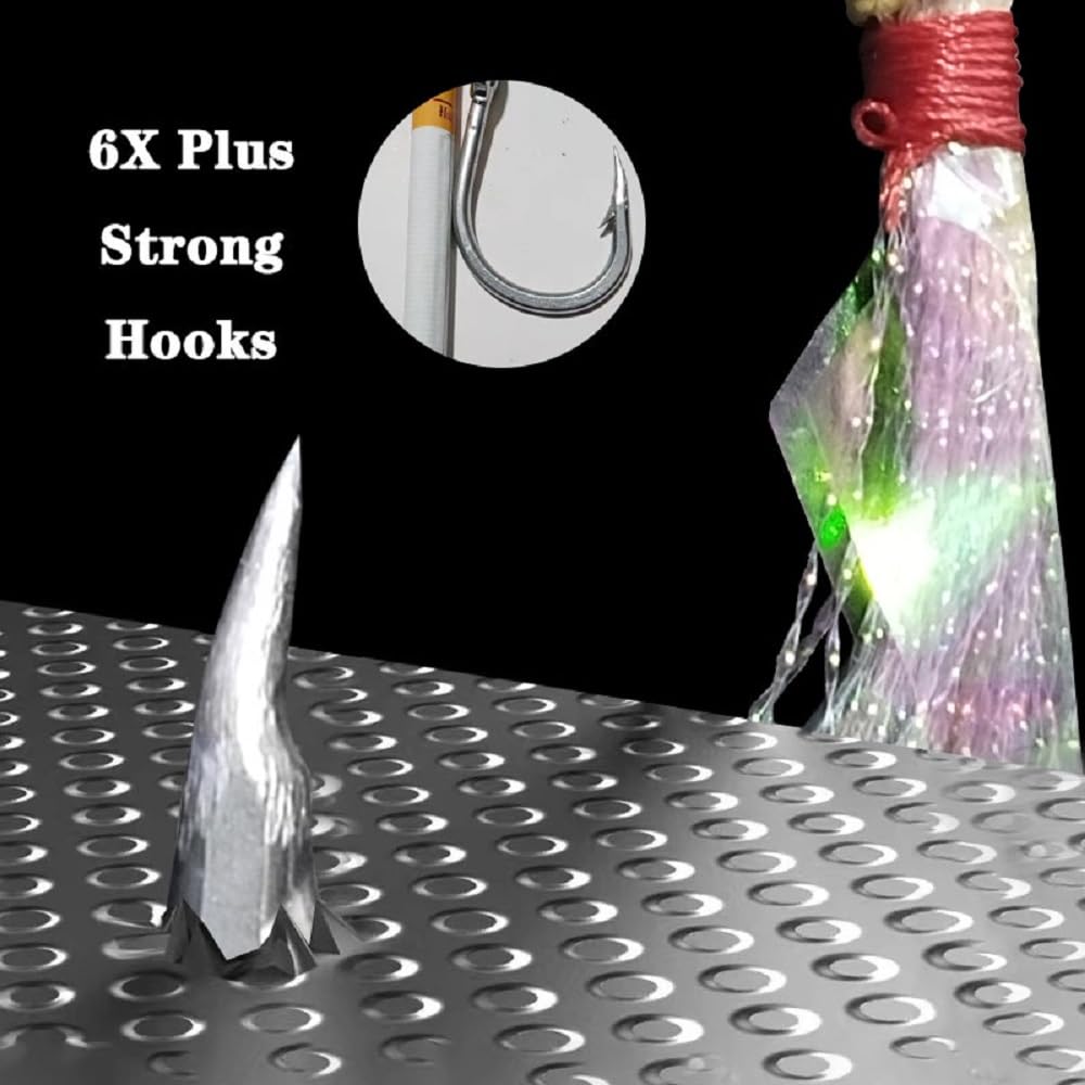 Feianoto 4 Pairs Fishing Double Barbed Jig Hook Kevlar Line 6X Extra Strong Strength Slow Fast Jigging Assist Saltwater Hooks Jigs Lure Circle Hook (4/0)