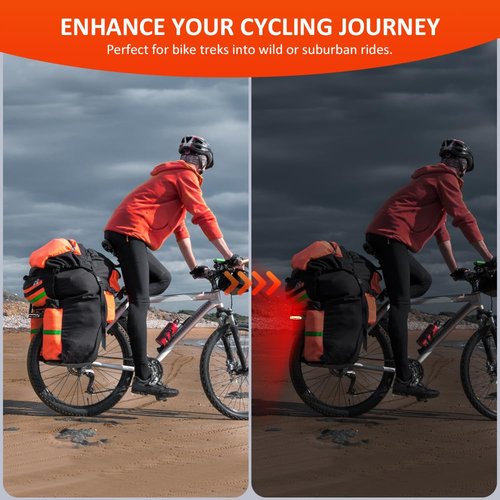 [For Cargo Rack] ONVIAN Smart Bike Tail Light with Turn Signals for Rear Bike Rack Mounting, Rechargeable Auto-Sensing Bike Turn Signals Light Alarm, Waterproof Bike Accessories for Adult Kids Cycling