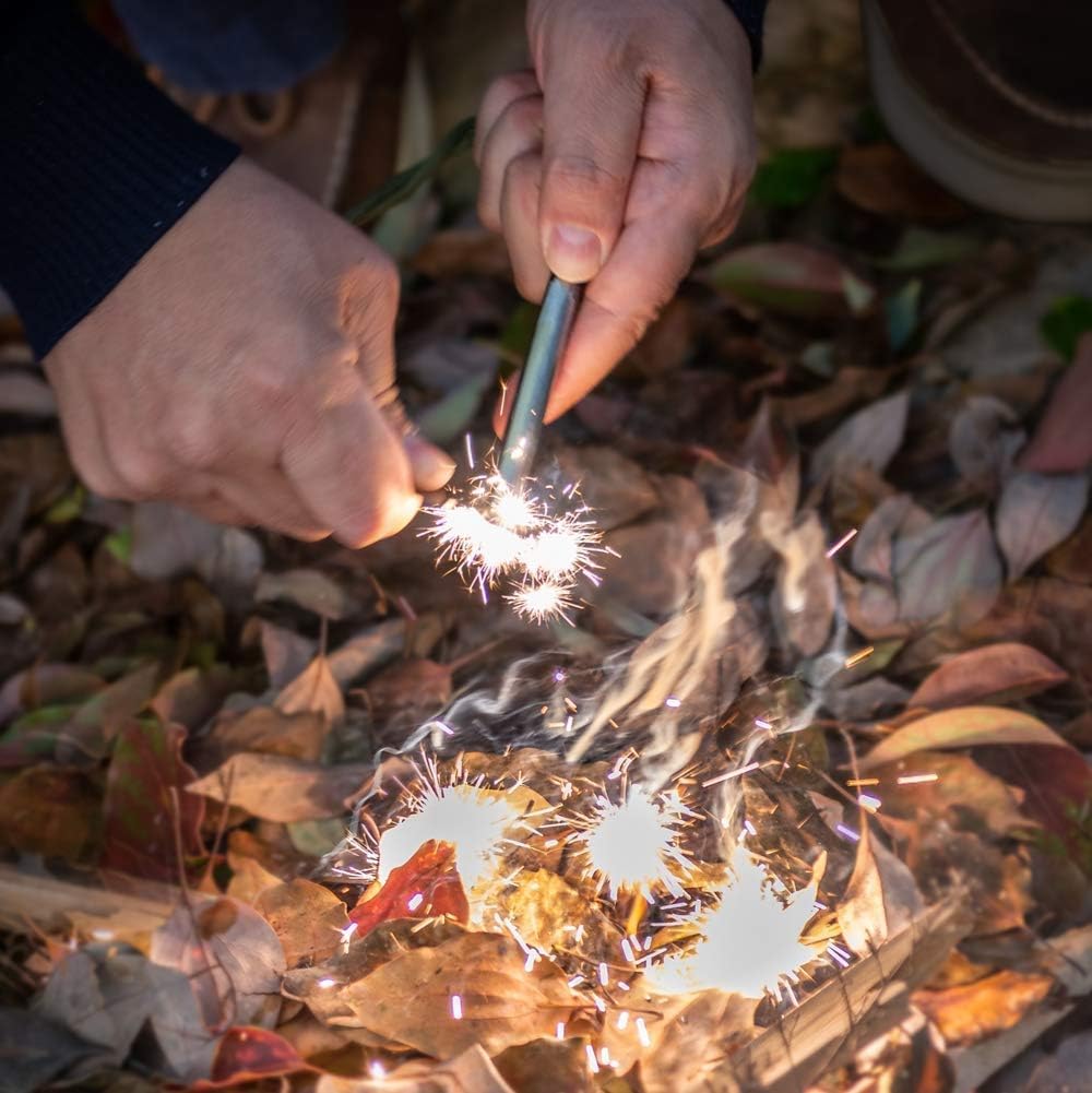 Ferro Rod Outdoor Survival Tire Fire Starter Carabiner Clip Used Bottle Opener, Ruler, Saw