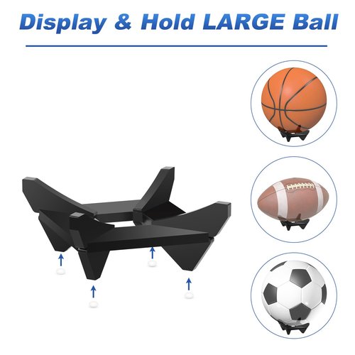 Cosmos 2 Pcs Ball Display Stand Holder Sports Ball Storage Desk Décor Rack, Reversible Holds Large or Small Ball for Displaying Basketball Soccer Football Rugby Baseball Tennis Golf Ball (Black)