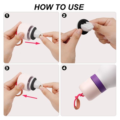 PEUTIER 4pcs Water Bottle Stopper Replacement for Owala FreeSip Twist 18oz 24oz, Water Bottle Top Lid Gasket for Owala FreeSip Twist Series Bottle Stopper Seal Part Accessories, BPA-Free(Black)