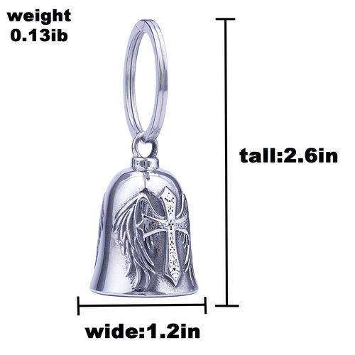 Motorcycle Bells - Bicycle Bells for Men, Stainless Steel can Bring Good Luck and Peace to Motorcycle Accessories (Cross Black Silver) (Winged Cross-Sliver)