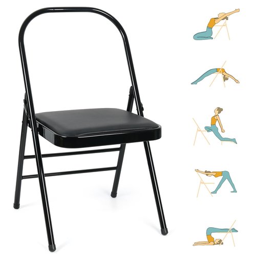 Yoga Auxiliary Chair Headstand Bench Backless Portable Folding Workout Core Chair for Flexibility and Strength Training