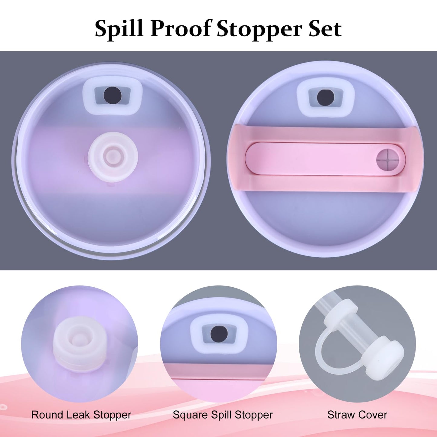 Raymall 8pcs S tanley Spill Stopper for Stanley Cup 40oz/30oz H2.0, Silicone Spill Proof Stopper for Stanley 30oz With Clear Straw Topper, Cute Cloud Straw Covers