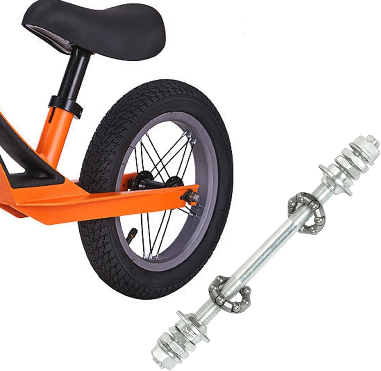 6.89 inch Bike Rear Axle Bearings, Silver, High Strength, Lightweight, Simple Installation, Replacement Wheel Hub Axle, General Purpose