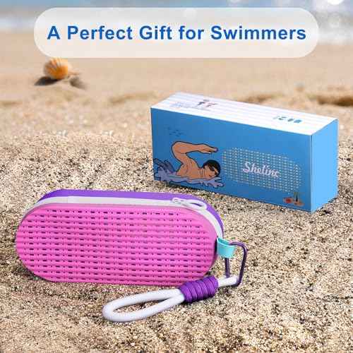 Swim Goggle Case For Swimming Goggles, Silicone Protective Cases with Drain Hole for Goggles,Swim Goggles Case with Lanyard