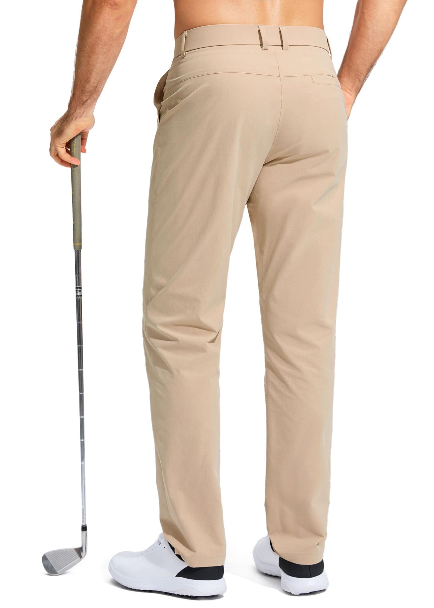 Pudolla Men's Golf Pants Stretch Work Dress Pants Men's Dress Pants 30 Lightweight Quick Dry Trousers with Pockets(Khaki 35Wx30L)