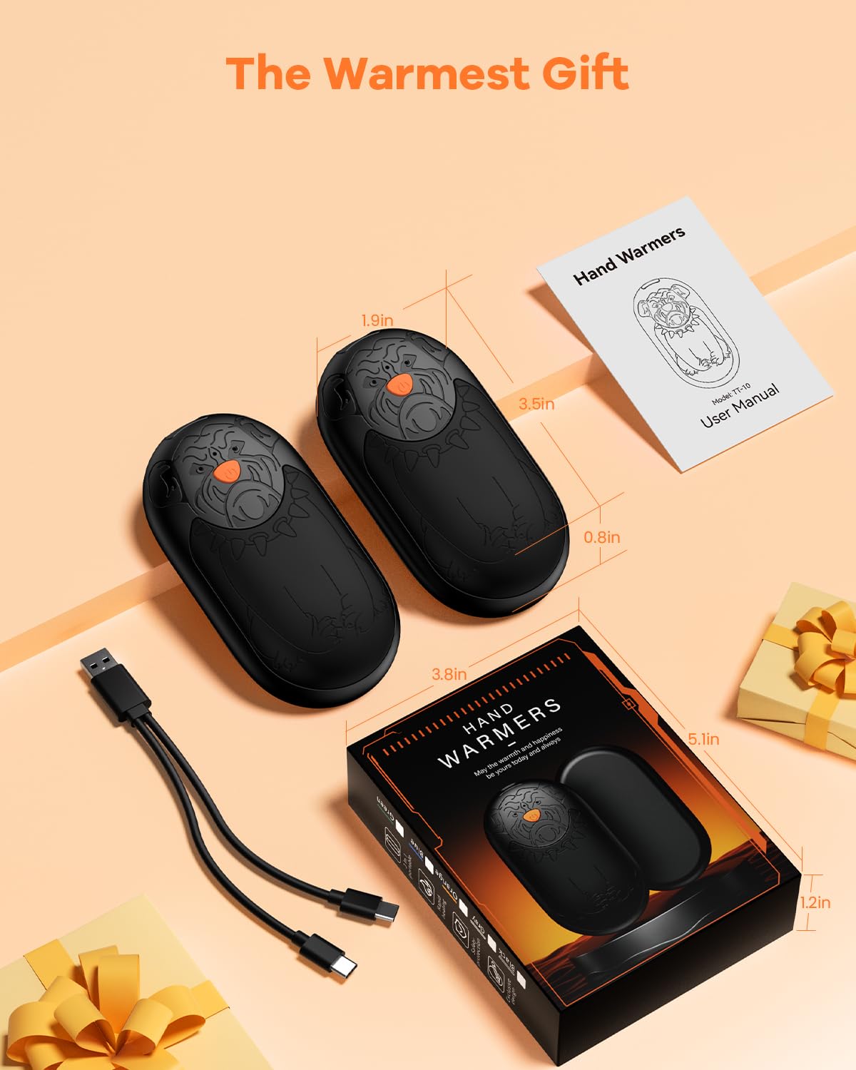 AJVV Hand Warmers, Magnetic Rechargeable Hand Warmer 2 Pack, Electric Portable Pocket Reusable Handwarmers with 24Hrs Long Safe Heat for Cold Weather Outdoor, Indoor, Golf, Hunting, Camping