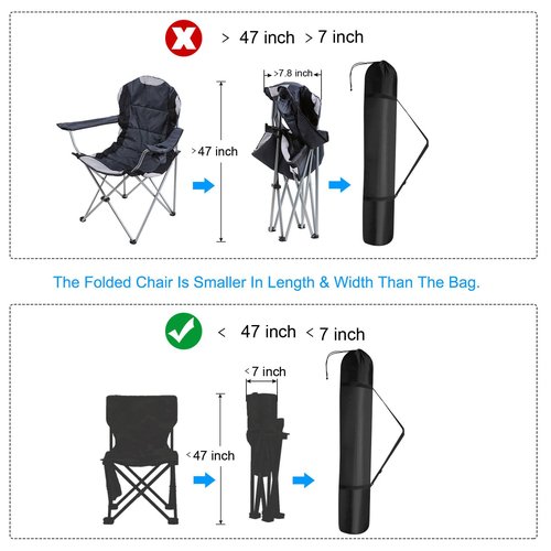 PATIKIL 46 Inch Camp Chair Replacement Bag, 210D Oxford Folding Chair Bag with Shoulder Strap Storage Tent Bag for Outdoor Camping Travel, Black